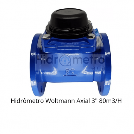 Hidrômetro Woltmann axial 3" 80m3/H sem conexões Portaria 155 INMETRO RENOVA