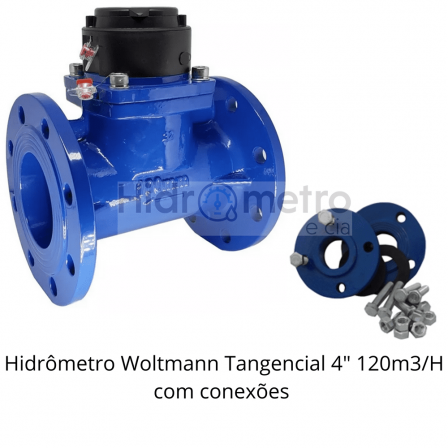 Hidrômetro Woltmann irrigação 4" 120m3/H com conexões